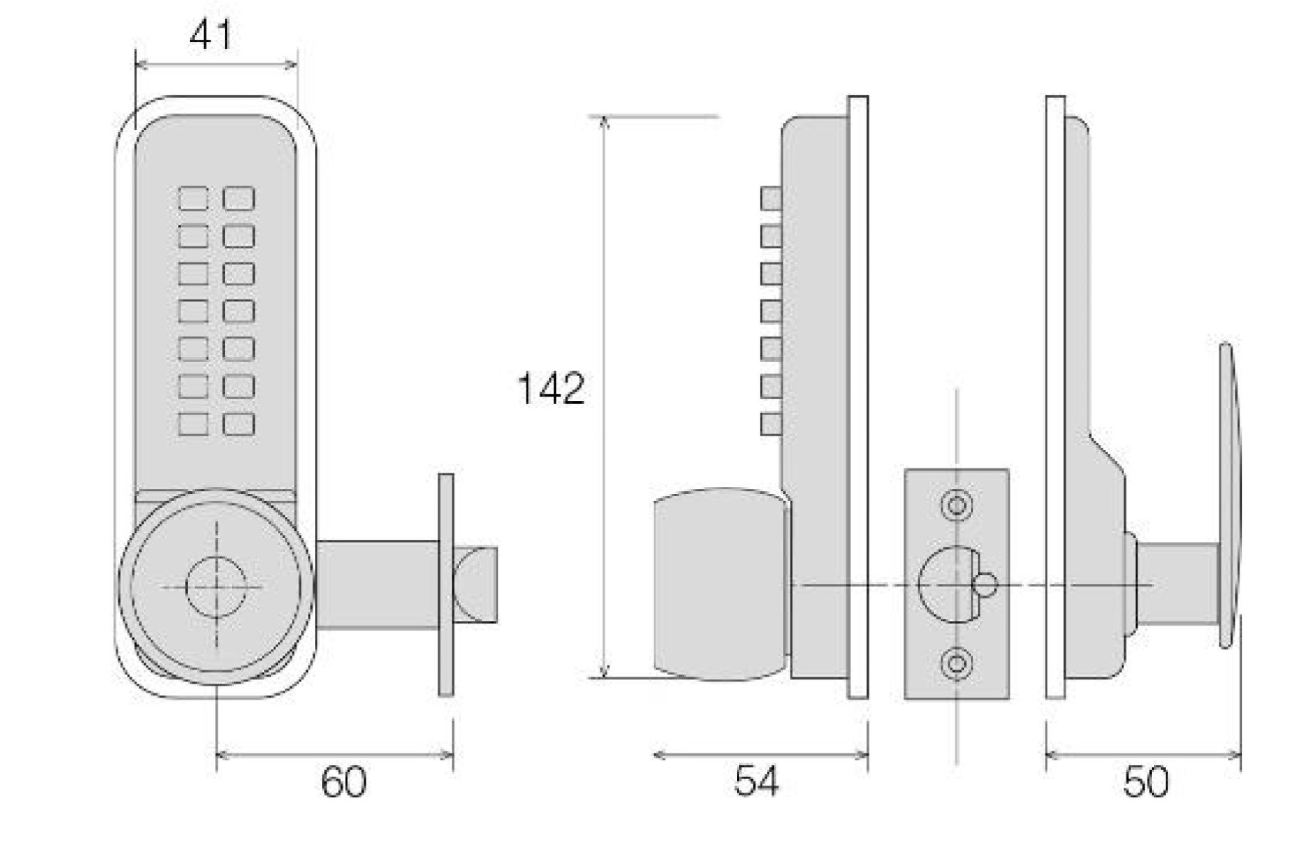 CQR SBL350/S Push Button Lock | Traditional Code | Knob | Satin Chrome | 3 - 7 Digits | With Key Override (LEAD TIME: 2-3 DAYS) - Image 2