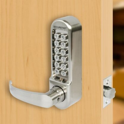 CQR SBL365P/S Push Button Lock | Easy Code | Lever | Satin Chrome | 1 - 11 Digits (LEAD TIME: 2-3 DAYS) - Image 2