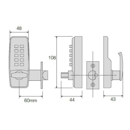 CQR SBL370/S Push Button Lock | Traditional Code | Knob | Satin Chrome | 2 - 4 Digits (LEAD TIME: 2-3 DAYS) - Image 3