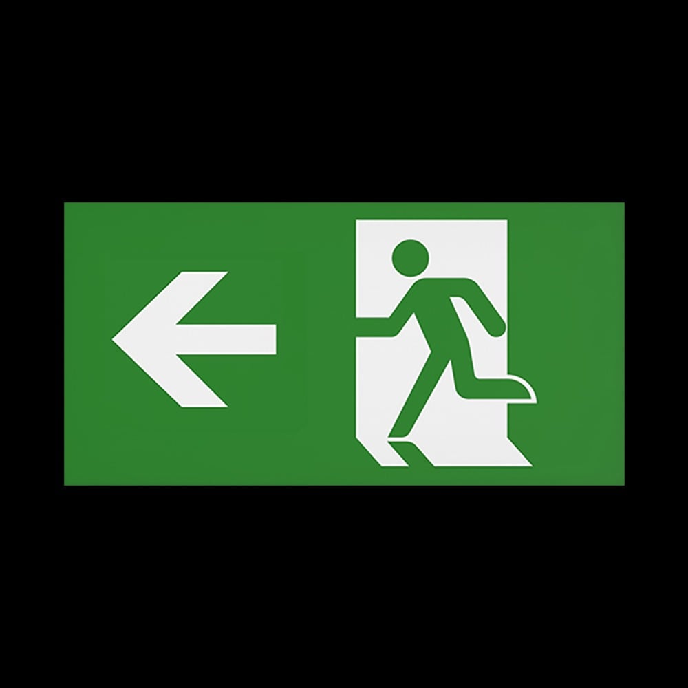 CQR SE/4/LEG/L Emergency Legend for Slim Exit Box, Arrow Left (LEAD TIME: 2-3 DAYS)