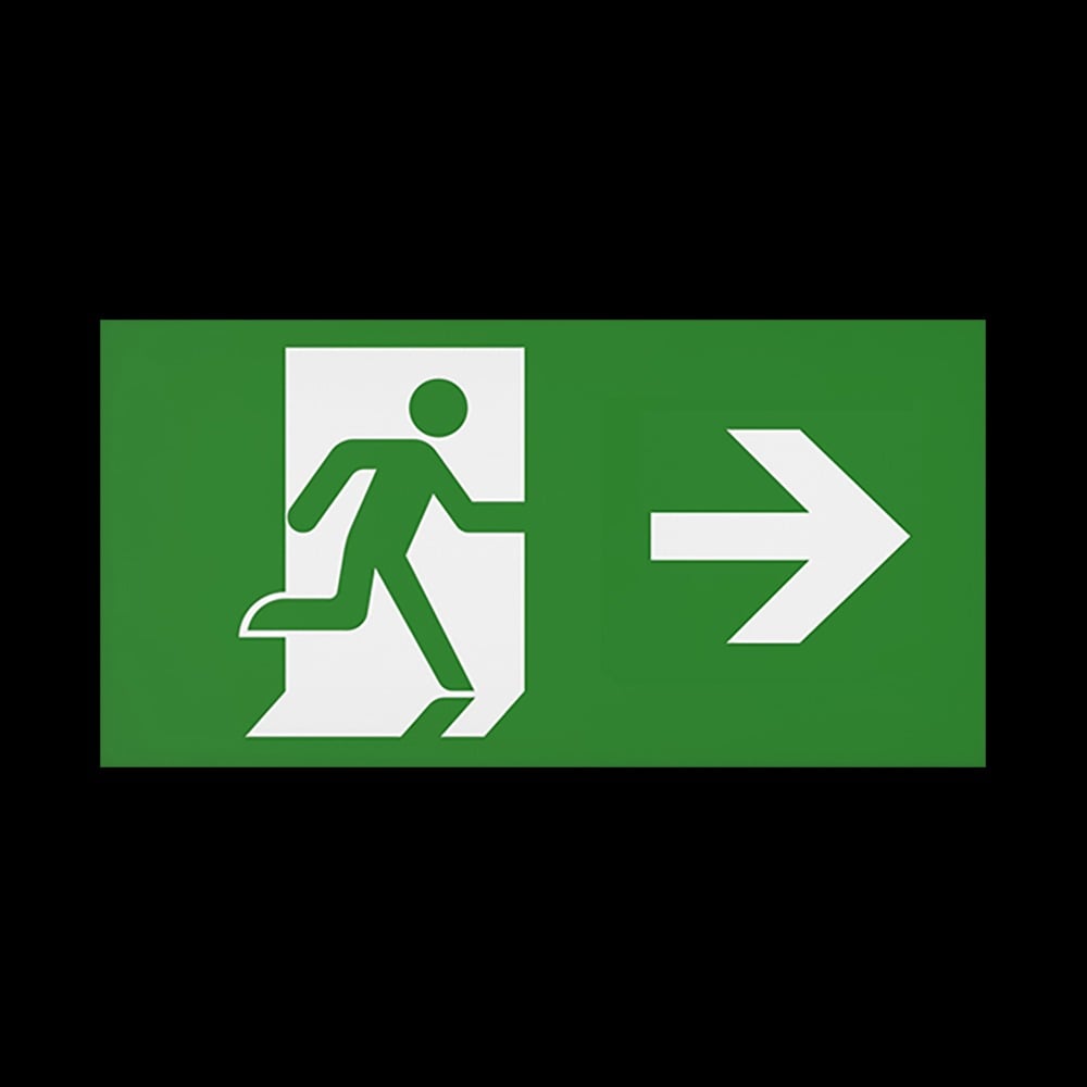 CQR SE/4/LEG/R Emergency Legend for Slim Exit Box, Arrow Right (LEAD TIME: 2-3 DAYS)