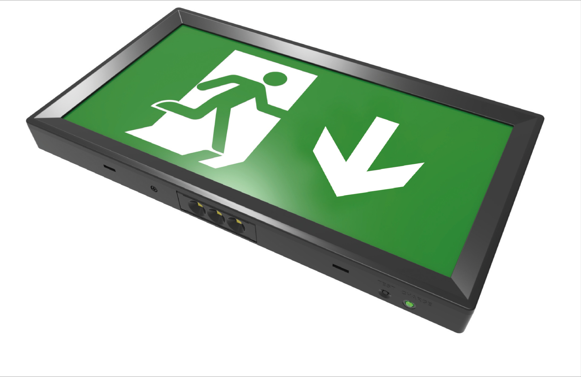 CQR SE/4/M/BK/865/I LED Emergency Slimline Exit Box c/w Arrow Down Legend - Black (LEAD TIME: 2-3 DAYS)
