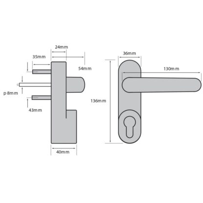CQR SED-AD-K-C Outside Access Device complete with Knob & Euro cylinder (LEAD TIME: 2-3 DAYS) - Image 2