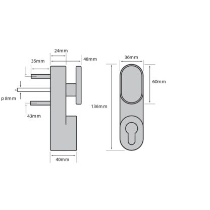 CQR SED-AD-L-C Outside Access Device complete with lever handle & Euro cylinder (LEAD TIME: 2-3 DAYS) - Image 2
