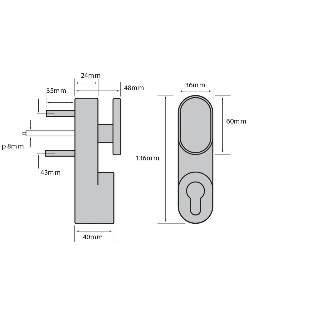 CQR SED-AD-L-C Outside Access Device complete with lever handle & Euro cylinder (LEAD TIME: 2-3 DAYS) - Image 2