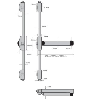 CQR SED401-ELR-MS-SE 400 Series Single Point Motorised Touchbar Panic Latch with Microswitch (LEAD TIME: 2-3 DAYS) - Image 2