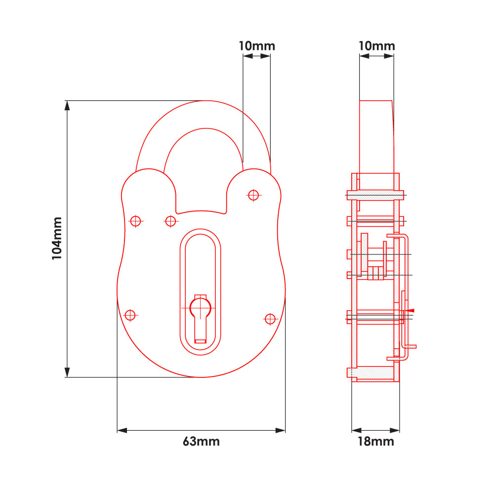 TSS Fire Brigade FB11 Open Shackle Galvanised Padlock - Image 2