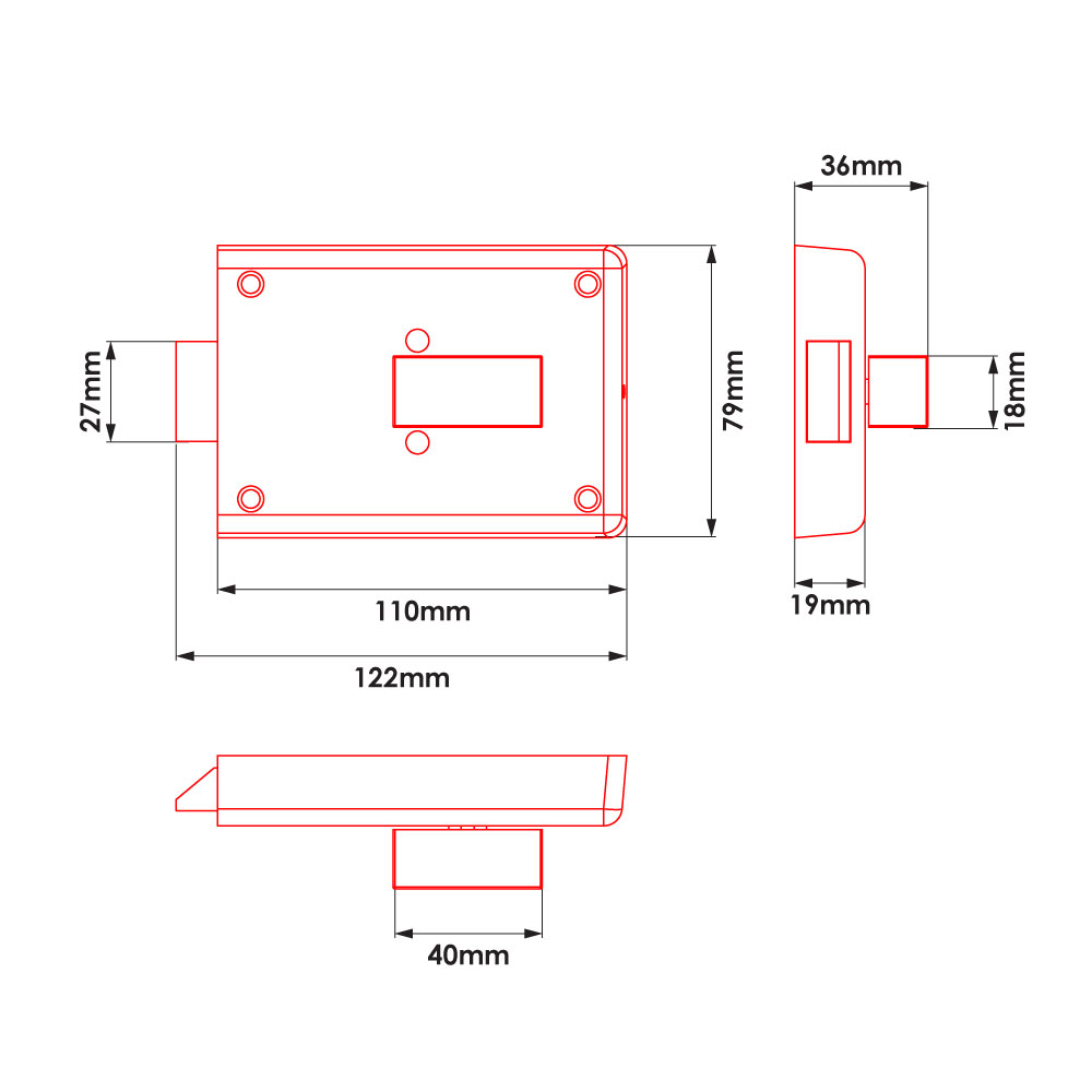 TSS Fire Brigade FB4 Reversible Rim Lock - Image 2